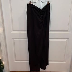 Black High Slit Midi Skirt